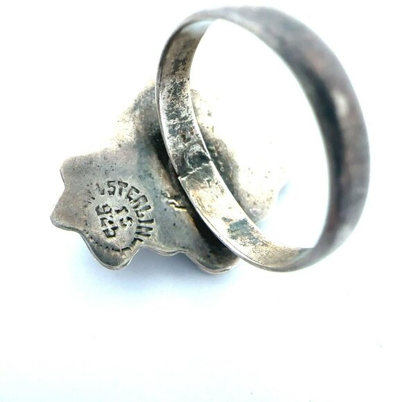 VTG Taxco Mexico Sterling Silver & Jade‎ Artisan Size 5.75 Ring! 30 - Picture 5 of 6